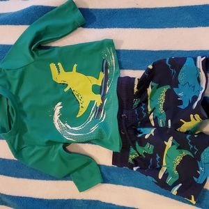CARTERS JUST ONE YOU 6 MONTH OLD BOYS SWIM TRUNKS PLUS RASH GUARD